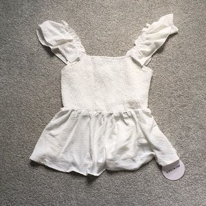 Nwt ruched white top L